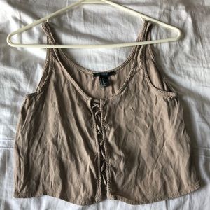 Beige crop top tank top